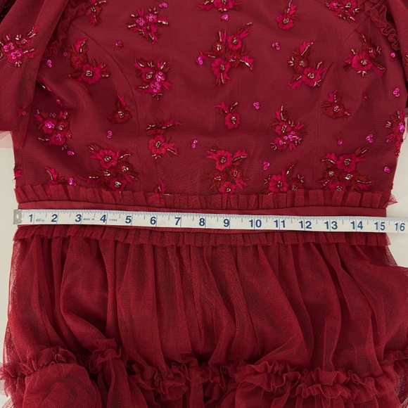 Ivy City Co. Anastasia Dress Sz M Dark Red Midi Embellished Tulle Holiday Party - Picture 14 of 14